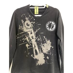 VTG Y2K Men’s Loha Cotton Top Sz M Black Graphic Made In Italy